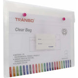 TRANBO Plastic Clear Bag Document Folder with Snap Button & Handle A4 Size Transparent