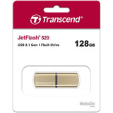 محرك أقراص Transcend JF820G بسعة 128 جيجابايت، منفذ USB 3.1 من الجيل الأول، لون ذهبي معدني (TS128GJF820G)