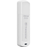 محرك أقراص Transcend JetFlash 730 بسعة 32 جيجابايت ومنفذ USB 3.0 باللون الأبيض
