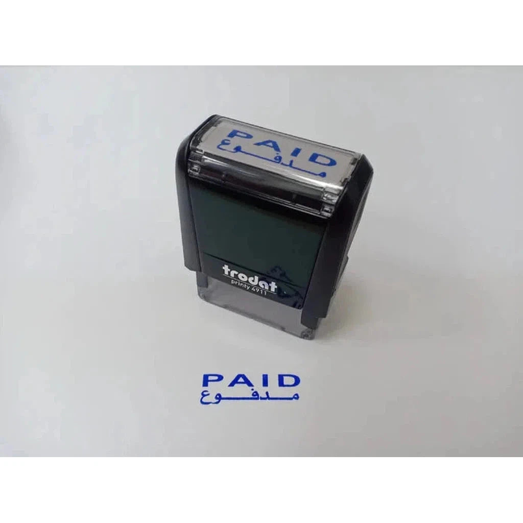 Trodat Printy 4911 Stamp "Paid" (With Arabic) Blue-Office Stamp-TRODAT-Star Light Kuwait