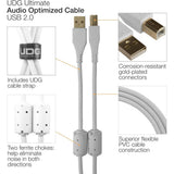 كابل صوت UDG Ultimate USB 2.0 AB أبيض مستقيم بطول 1 متر