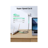 كابل UGREEN CAT8 محمي، دائري، مضفر، بمقابس معيارية، طول 1 متر (أسود) NW153