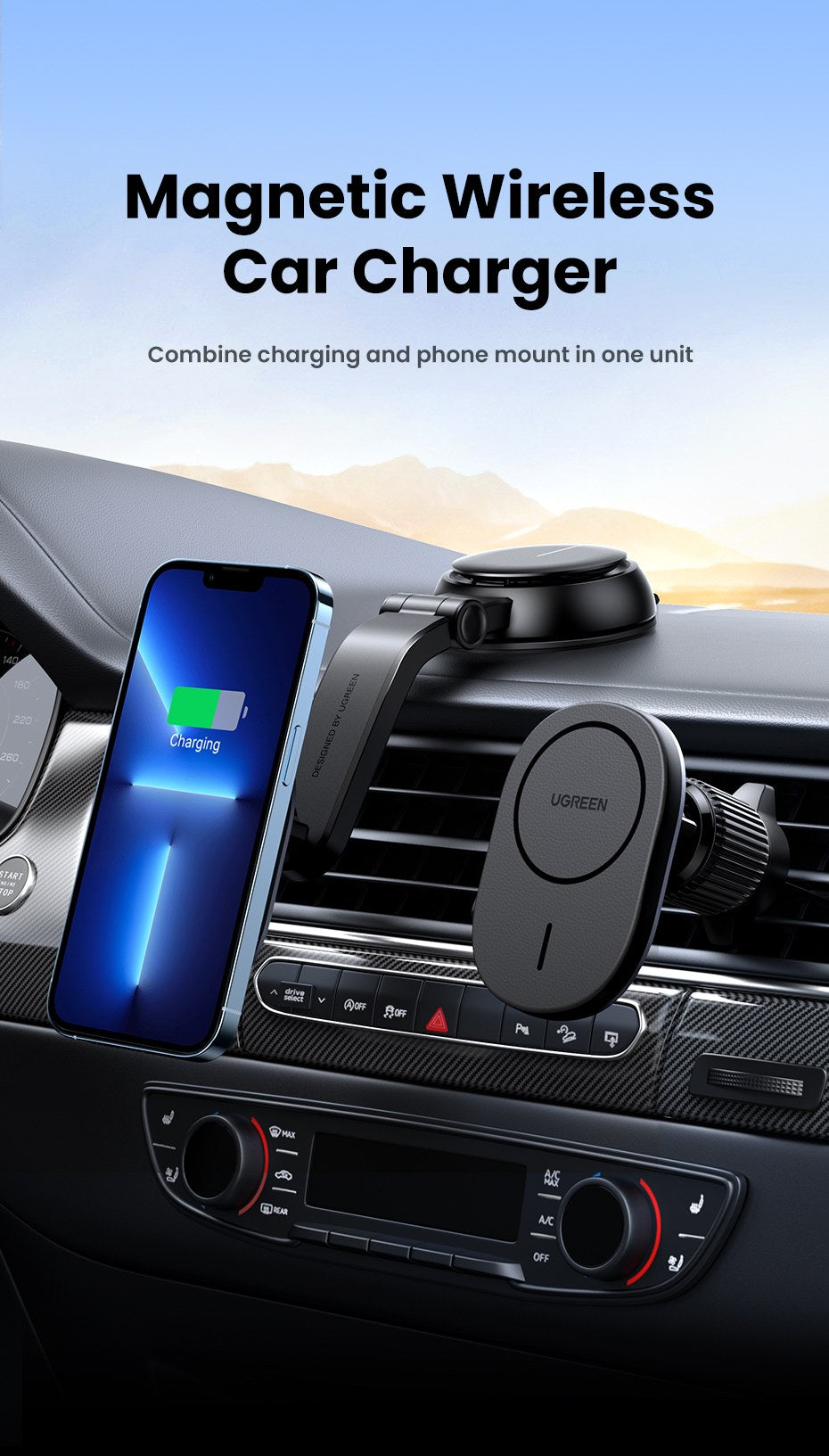 UGREEN Magnetic Car Wireless Charger 15W CD345 (Black)