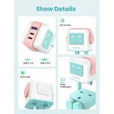 UGREEN Nexode 65W 3-Port GaN Fast Charger Pink Blue UK CD361