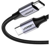 كابل UGREEN USB 2.0 دائري، مطلي بالنيكل، غلاف من الألومنيوم، طوله 2 متر، رمادي وأسود - US261