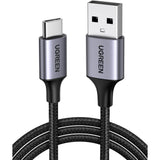 UGREEN USB-A 2.0 to USB-C Cable Nickel Plating Aluminum Braid 1m (Black)US288 18W