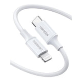 كابل UGREEN USB-C إلى Lightning ذكر/ذكر، غلاف ABS مطلي بالنيكل، طول 1.5 متر، أبيض - US171