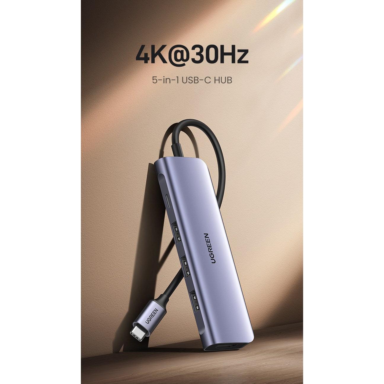 UGREEN USB Type C to HDMI + USB 3.0*3 + PD Power Converter CM136