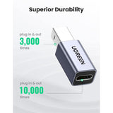 محول UGREEN USB2.0 USB-C/F إلى USB2.0 B/M، غلاف من الألومنيوم، رقم الموديل US382