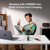 شاحن سريع UGREEN Uno بقوة 100 واط وأربعة منافذ بتقنية GaN - المملكة المتحدة - X688