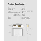 UGreen USB C to HDMI VGA USB 3.0 Multiport Converter with PD Charging