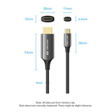 USB-C to HDMI-A 8K HD Cable 1.8M Cotton Braided Black Zinc Alloy