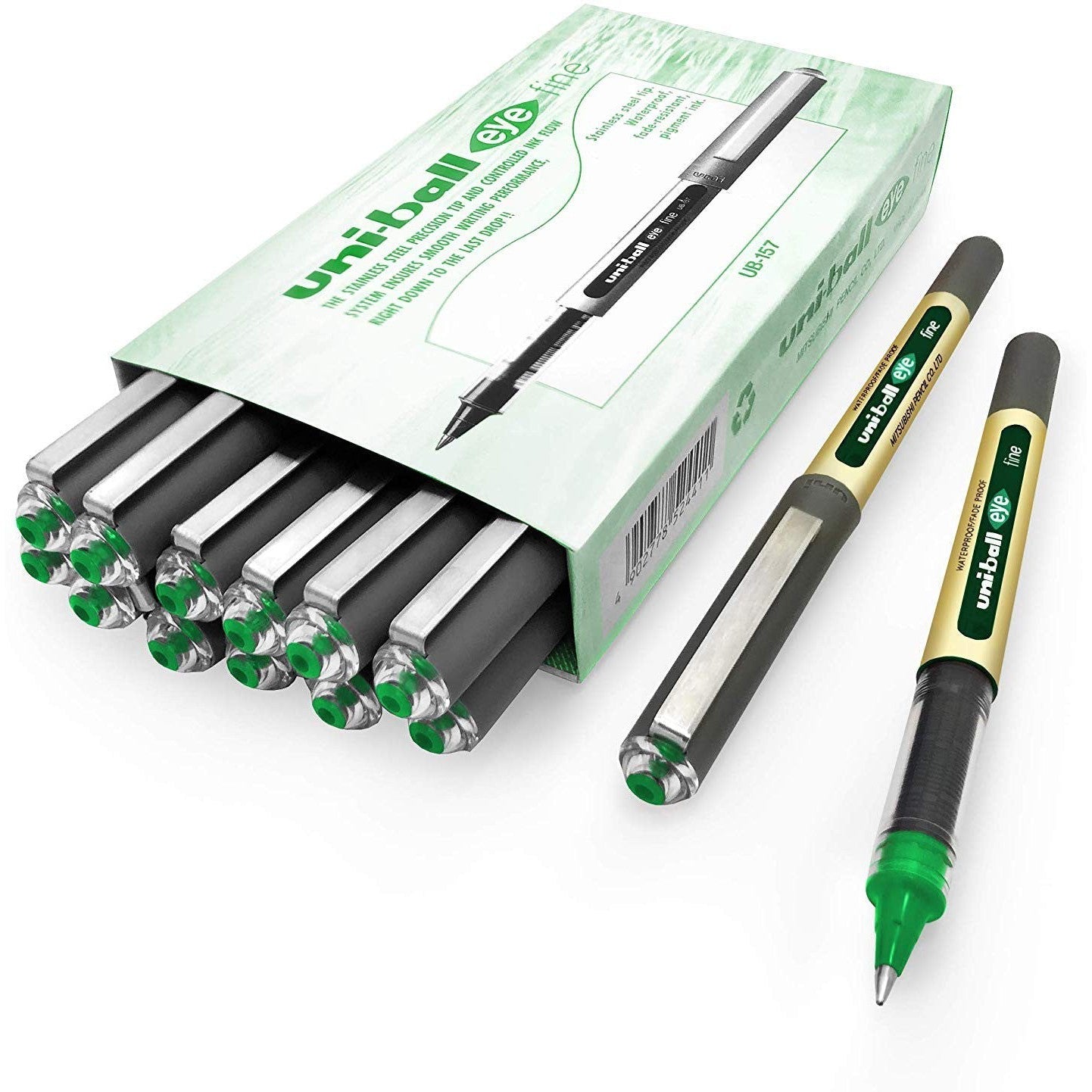 Uni Ball Eye Fine Ub157 - Box Of 12-Pens-UNI BALL-Green-Star Light Kuwait