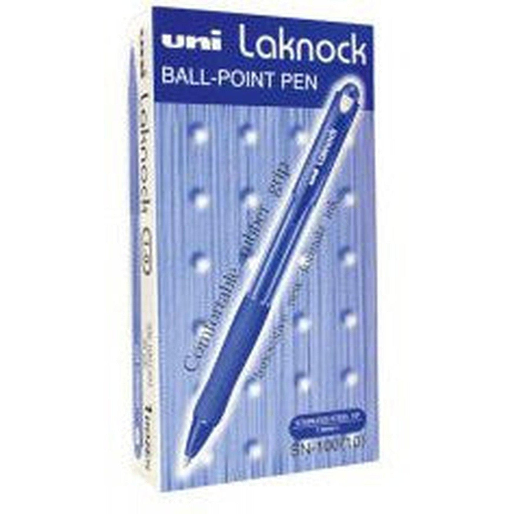 Uni Laknock Retractable Ball Point Pen 1.0Mm Sn-100(10) X 12 Pens-Pens-Other-Blue-Star Light Kuwait