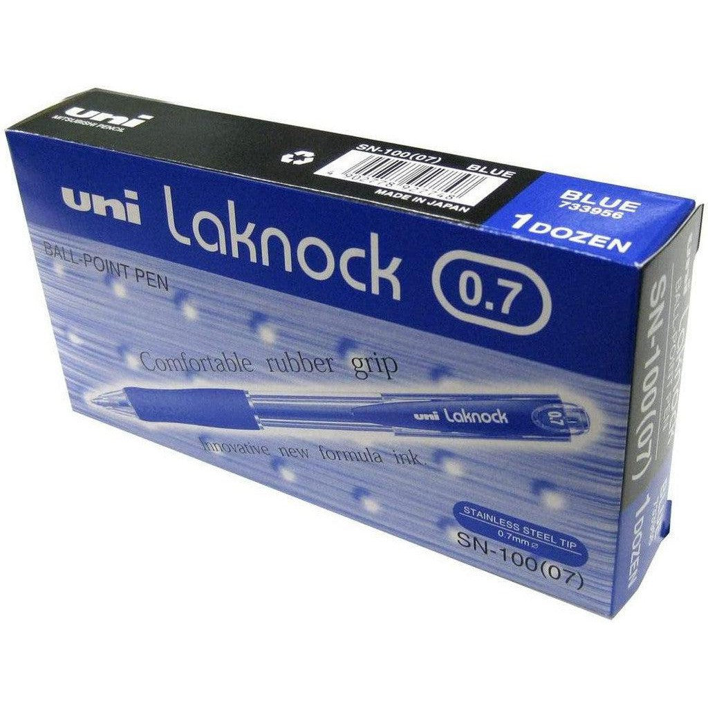 Uniball Laknock Ball Pen 0.7 Blue/Black Pack Of 12 Pcs-Pens-UNI BALL-Black-Star Light Kuwait