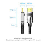 Vention Display Port 2.1 Male to Male 16K HD Cable 1.5M Cotton Braided Black