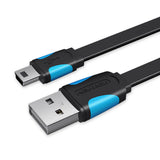 Vention Flat USB 2.0 A Male to Mini 5 Pin Male Cable 1.5M Black