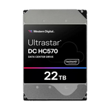 قرص صلب WD Ultrastar DC HC570 بسعة 22 تيرابايت، وسرعة دوران 7200 دورة في الدقيقة، وواجهة SATA بسرعة 6 جيجابت/ثانية، وذاكرة تخزين مؤقتة 512 ميجابايت، ومقاس 3.5 بوصة، مُصمم للاستخدامات الاحترافية.