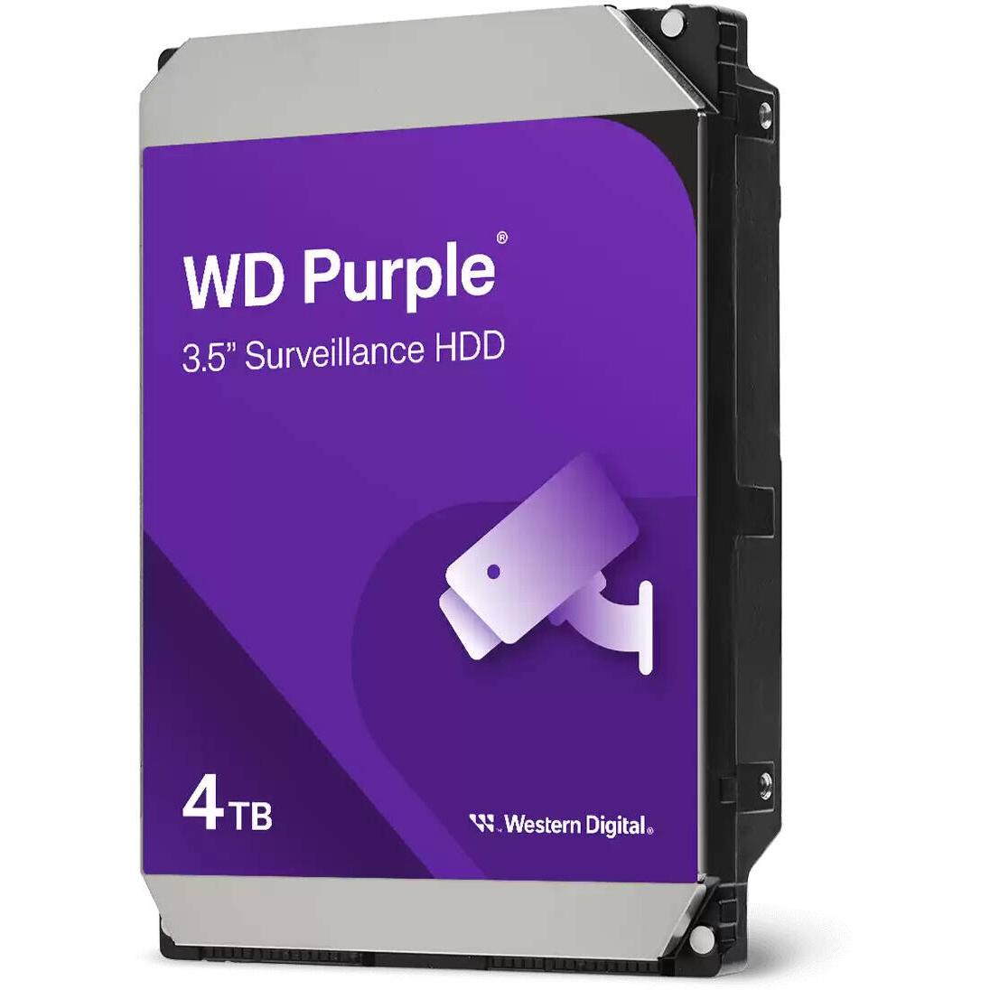Western Digital Purple 4TB surveillance HDD on a white background