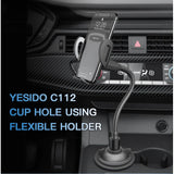 Yesido Auto Extending Clamp Car Cup Phone Holder – Long Flexible Arm & 360° Adjustable Mount