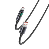 كابل بيانات مضفر من النايلون مزود بمؤشر LED من Yesido طراز CA122 - طول 1.2 متر / USB / Type-C - أسود