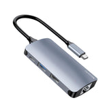 Yesido HB15 6 in 1 Multifunctional Docking Station HUB Adapter -RJ45 Gray