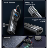 محول Yesido HB23 5 في 1 HUB OTG - 0.15 متر / USB / HDMI / Type-C - رمادي