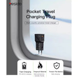 شاحن السفر العالمي Yesido MC17 - 20 واط / USB-C / USB-A / أسود
