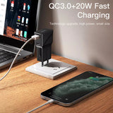 شاحن السفر العالمي Yesido MC17 - 20 واط / USB-C / USB-A / أسود