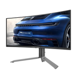 شاشة ألعاب منحنية AOC PD34 Porsche Design مقاس 34 بوصة، بتردد 240 هرتز، ودقة WQHD، ومنفذ HDMI 2.1، وزمن استجابة 0.03 مللي ثانية، بتقنية QD OLED، لون أسود