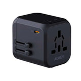 Aukey Pa-Ta04 Universal Adapter With 2 Usd Ports & 30W Pd Port - Black