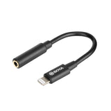 BOYA BY-K3 3.5mm Female TRS to Male Adapter Cable - 3.5mm / Lightning - Black