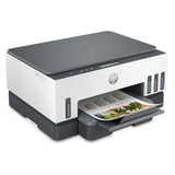طابعة HP Smart Tank 720 متعددة الوظائف، سرعة طباعة 15 صفحة في الدقيقة، دقة 4800 نقطة في البوصة، مقاس A4، تدعم USB وWi-Fi وBluetooth، طابعة ملونة نافثة للحبر