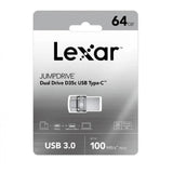 محرك أقراص ليكسار جامب درايف المزدوج D35C USB 3.0 من النوع C - سعة 64 جيجابايت