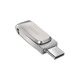 محرك أقراص فلاش سانديسك ألترا ديوال درايف لوكس – 64 جيجابايت / 400 ميجابايت/ثانية / USB 3.1 الجيل الأول / النوع C / فضي