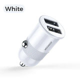 شاحن سيارة جوي روم ثنائي المنافذ USB بقوة 3.1 أمبير مع كابل - أبيض