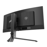 شاشة ألعاب منحنية AOC PD34 Porsche Design مقاس 34 بوصة، بتردد 240 هرتز، ودقة WQHD، ومنفذ HDMI 2.1، وزمن استجابة 0.03 مللي ثانية، بتقنية QD OLED، لون أسود