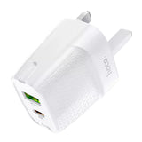 HOCO C85B Bright dual port PD20W+QC3.0 charger(UK) - White