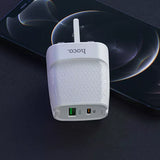 HOCO C85B Bright dual port PD20W+QC3.0 charger(UK) - White