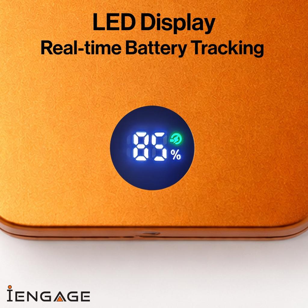 iEngage 10000mAh Semi-Solid Battery Wireless Charging Power Bank (Orange)