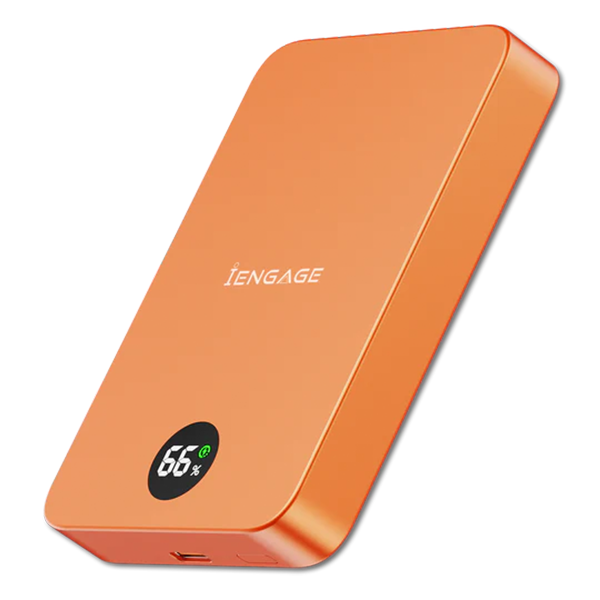 iEngage 10000mAh Semi-Solid Battery Wireless Charging Power Bank (Orange)