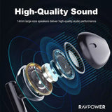 سماعات أذن سلكية من نوع Type-C من Ravpower طراز Rp-Bh1006، لون أسود، إصدار عالمي