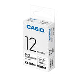 شريط كاسيت كاسيو أسود اللون على ملصق شفاف