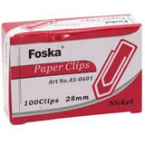 Foska Paper Clips 28Mm As-0601 Boat Shape 100Clips/Box 10Box/Packet
