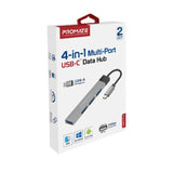 Promate 4-in-1 USB-C Multi-Port Data Hub in Gray Finish