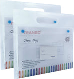 TRANBO Plastic Clear Bag Document Folder with Snap Button & Handle A4 Size Transparent