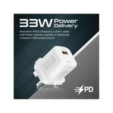 Promate 33W Super Speed USB-C PD QC Wall Charger White