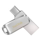 محرك أقراص SanDisk Ultra Dual Drive Luxe - سعة 512 جيجابايت / سرعة تصل إلى 400 ميجابايت/ثانية / منفذ USB 3.2 من الجيل الأول / من النوع C / فضي