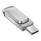 محرك أقراص SanDisk Ultra Dual Drive Luxe - سعة 512 جيجابايت / سرعة تصل إلى 400 ميجابايت/ثانية / منفذ USB 3.2 من الجيل الأول / من النوع C / فضي