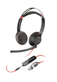HP Poly Blackwire 5220 Stereo USB-C Headset - On-Ear / 3.5mm / USB-C/A Adapter